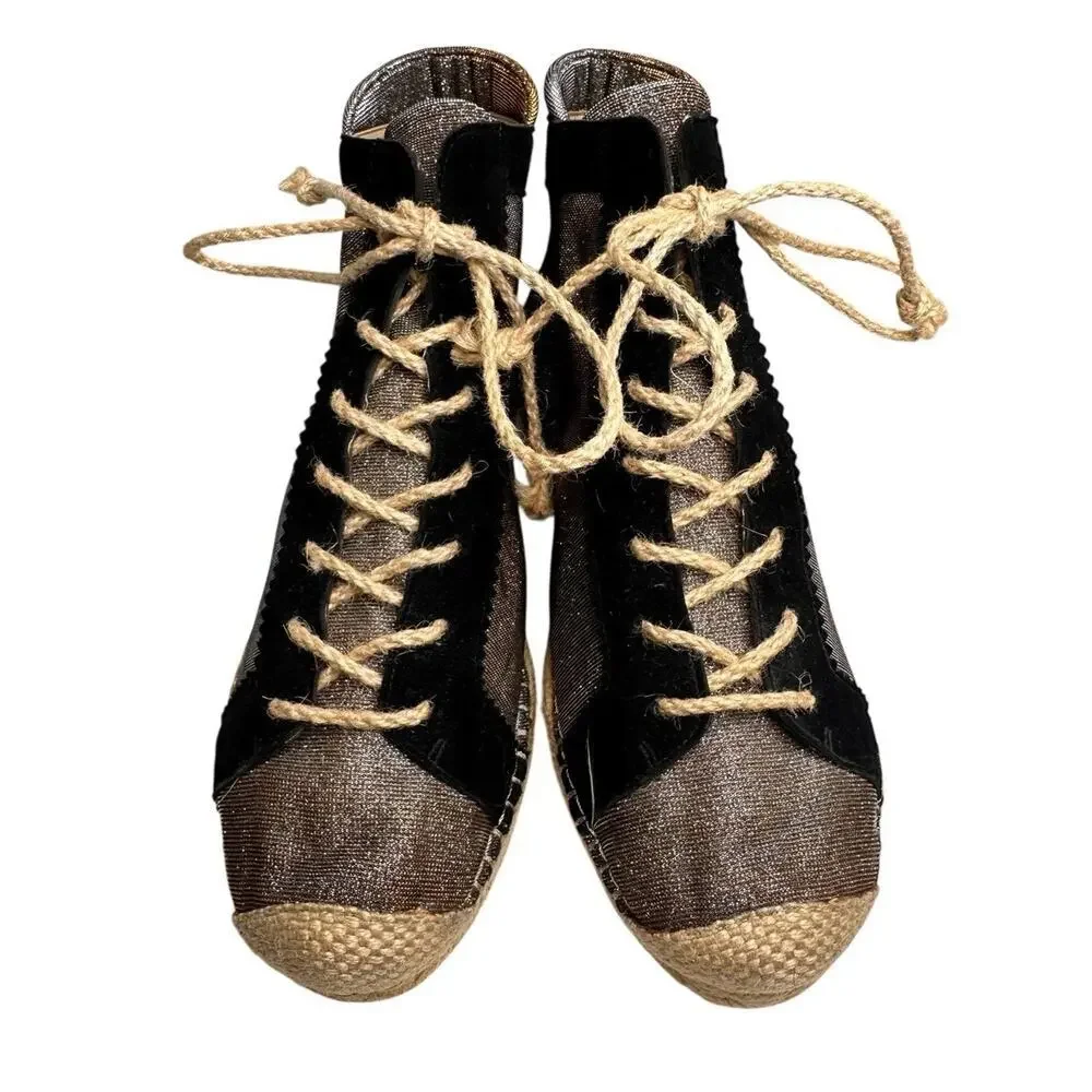 Stuart‎ Weitzman Metallic High Top Lace Up Espadrille Sneakers 9.5